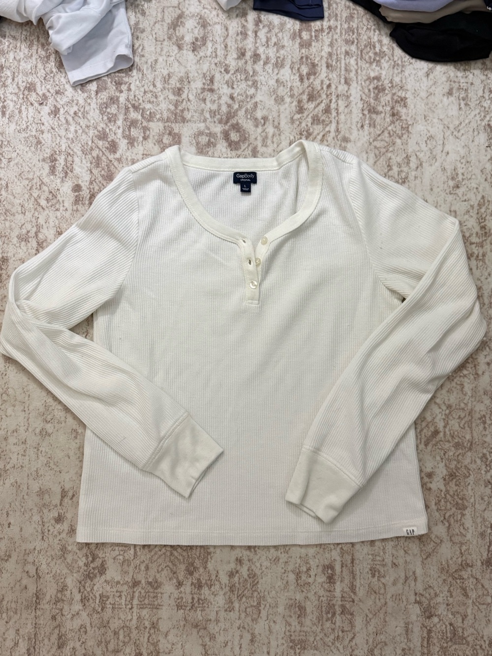 GAP Waffle Knit Henley Long Sleeve Top